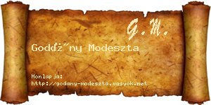 Godány Modeszta névjegykártya